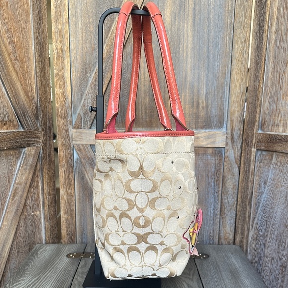 Coach Signature C Bleeker Floral Patent Leather Appliqué Tote & Wallet - Picture 3 of 16